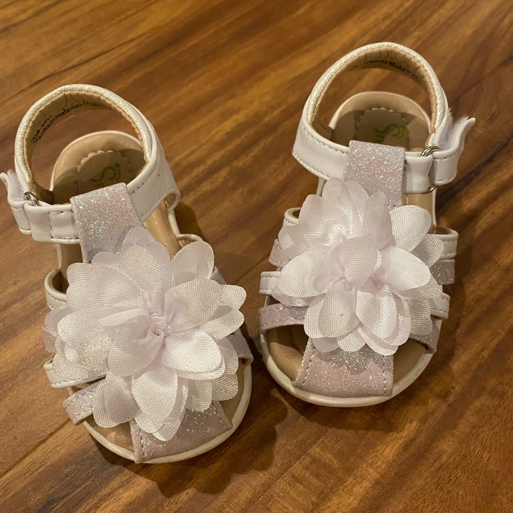 Smart Step Toddler Girls White Flower Sandals